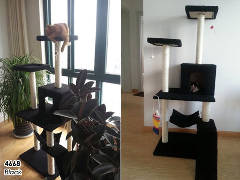 150CM Cat Tree House Scratching Post Condo Black 023