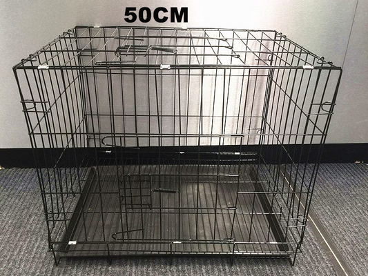 Pet Cage - 50CM Wide Collapsible Metal Pet Cage BLACK