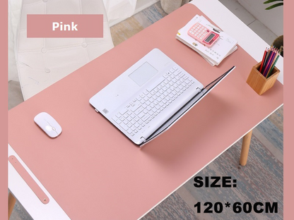 Pink- 120*60cm PU Leather Desk Mat Computer Laptop Keyboard Mouse Pad Office