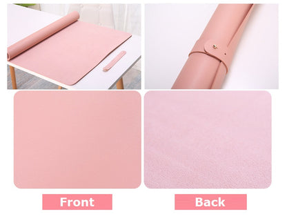 Pink- 120*60cm PU Leather Desk Mat Computer Laptop Keyboard Mouse Pad Office