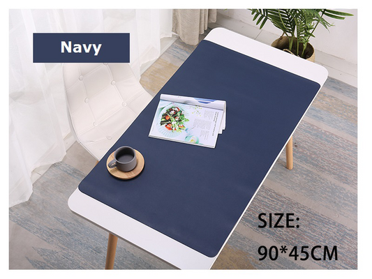 Navy 90*45cm PU Leather Desk Mat Computer Laptop Keyboard Mouse Pad Office