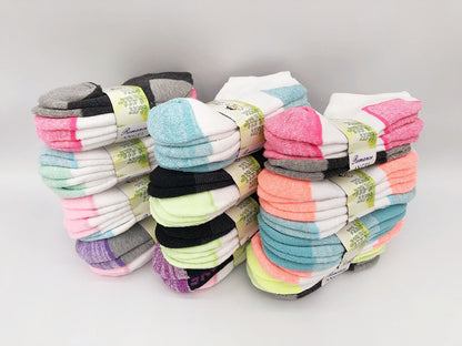(12 Pairs) Bulk Sale Kids' Ankle Socks Cushion Socks 6-8 Years