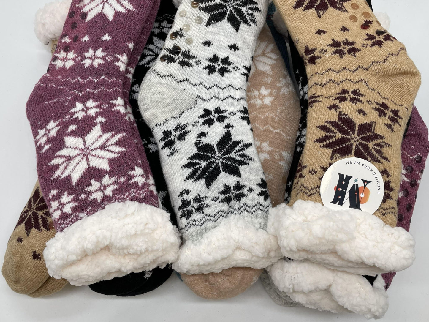 6 Pairs Women Slipper Fuzzy Socks Winter Super Warm Soft Socks with Grippers