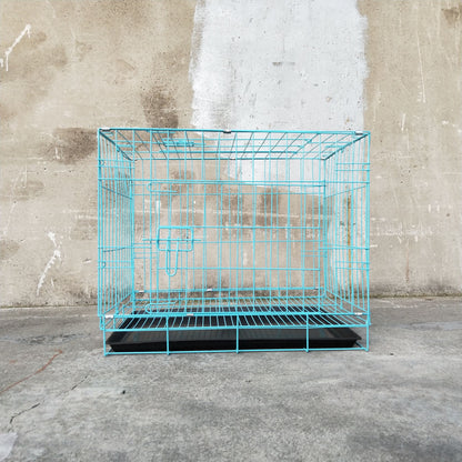 Pet Cage - 60cm Wide Collapsible Metal Pet Cage Blue