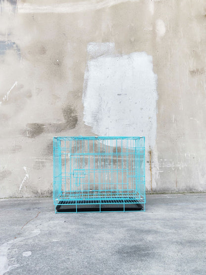 Pet Cage - 60cm Wide Collapsible Metal Pet Cage Blue