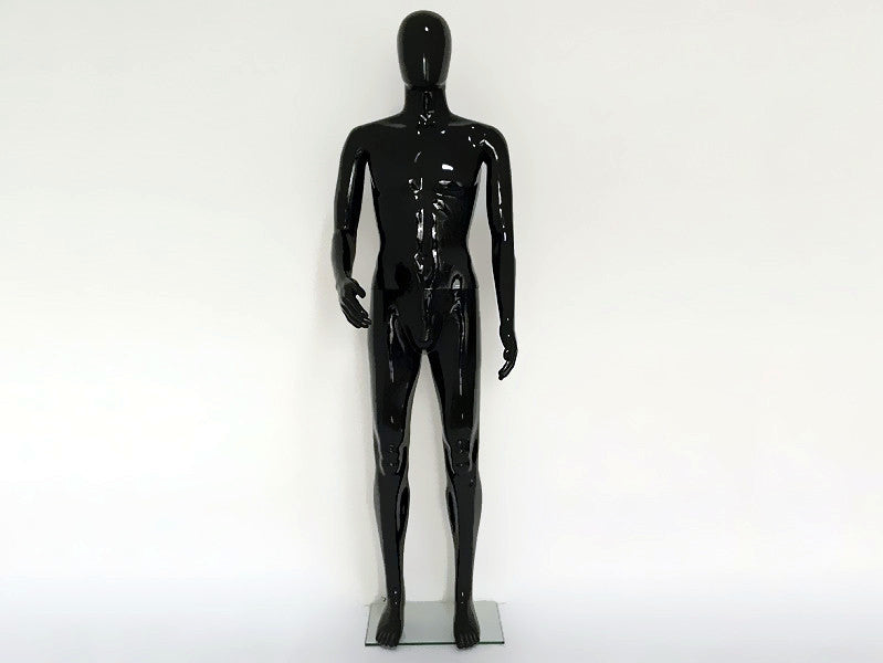 BLACK- Male Full Body with Head 185cm GLOSSY BLACK Mannequin METAL BASE