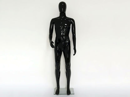 BLACK- Male Full Body with Head 185cm GLOSSY BLACK Mannequin METAL BASE