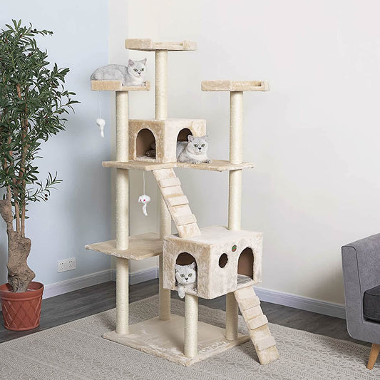 Cat Tree House Scratching Post Condo - 186CM BEIGE