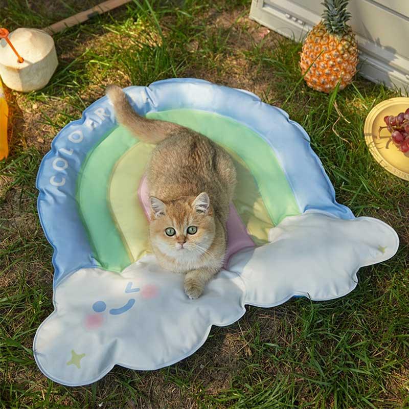 Rainbow Cute Cooling Cat Pad Summer Pet Bed