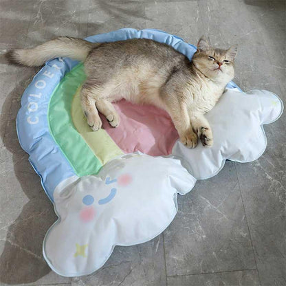 Rainbow Cute Cooling Cat Pad Summer Pet Bed