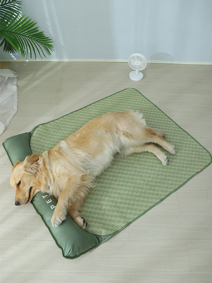 Dog Cooling Mat Breathable Portable Rattan Bed Pet Summer Sleeping