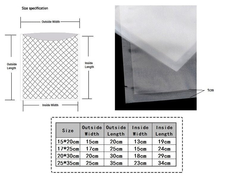 Vacuum Sealer Bags (100pcs) - Small (170X250MM)