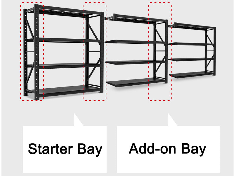 Add-On STORAGE SHELVING WAREHOUSE SHELF SHELVES RACKING RACKS 200X200X60_Black