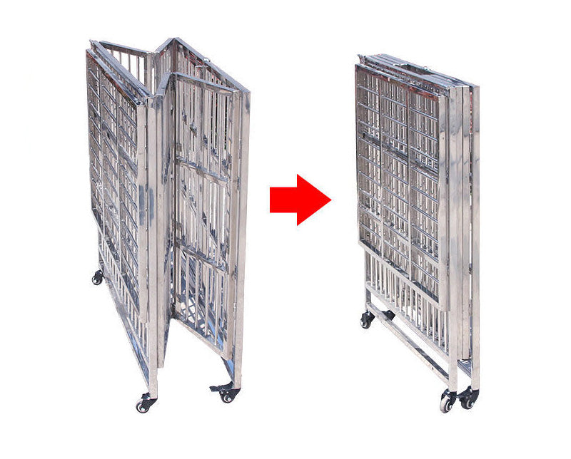 Collapsible Stainless Steel Pet Cage 125CM XX - Large with Wheels