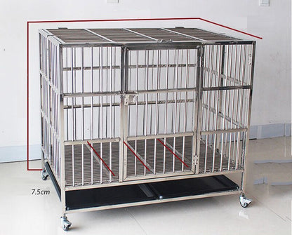 Collapsible Stainless Steel Pet Cage 125CM XX - Large with Wheels