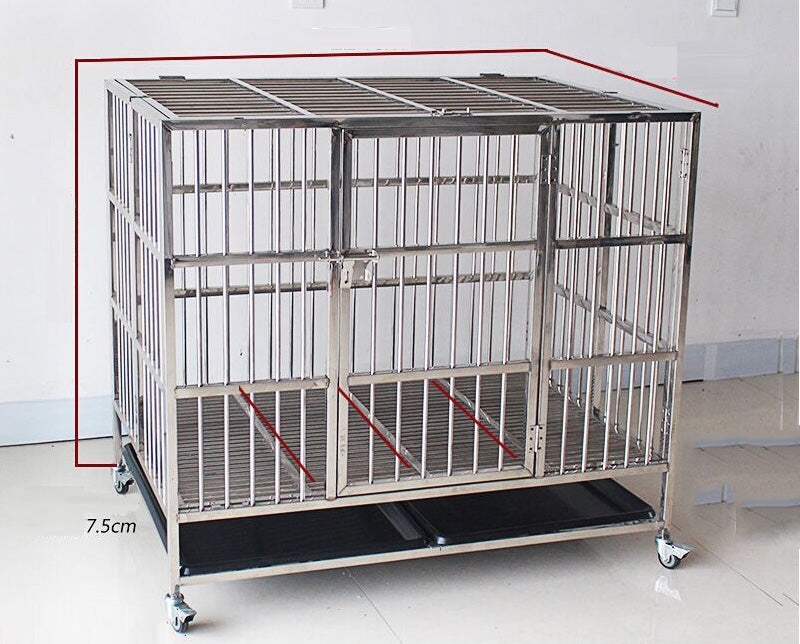 Collapsible Stainless Steel Pet Cage 125CM XX - Large with Wheels