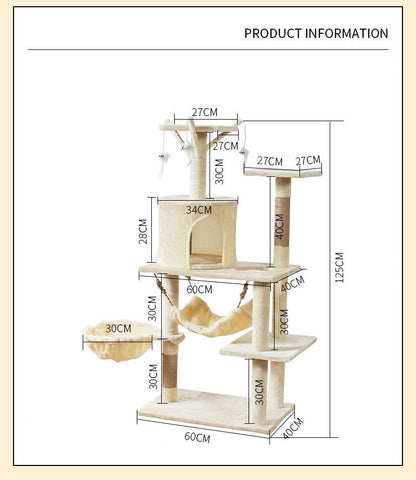 Cat Tree Scratching Post with Mouse 125CM GREY