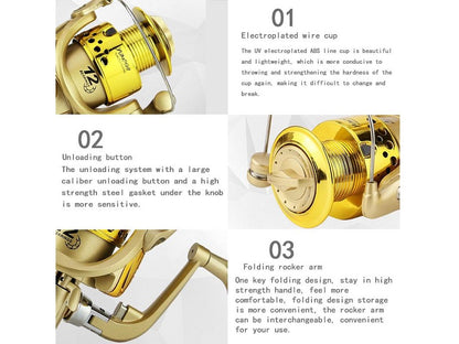 Yumoshi SC7000 Electroplating Fishing Reel Bearing Gear Ratio Spinning Tackle