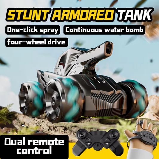 4WD Gesture Control RC Tank | Water Bomb Spray, 15km/h Speed | 2.4GHz Remote | Kids/Adults