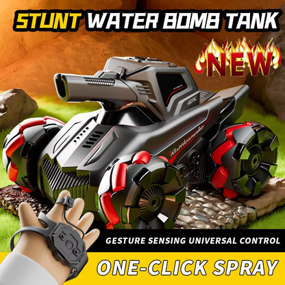 4WD Gesture Control RC Tank | Water Bomb Spray, 15km/h Speed | 2.4GHz Remote | Kids/Adults