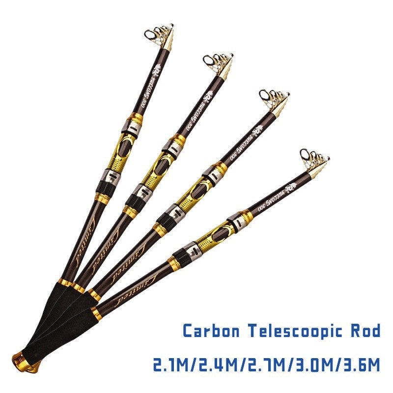 Telescopic Fishing Rod, Fiber Portable Collapsible Fishing Pole 97% Carbon Red Size 2.1/2.7/3M