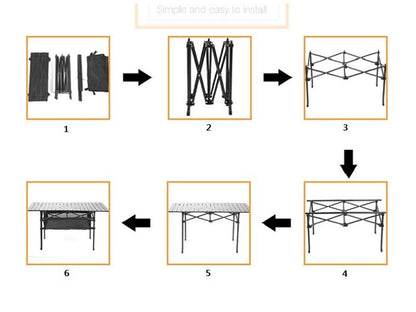 Portable Folding Camping Square Table 120X55X68CM With 4 Outdoor Foldable Chair