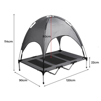 XL Elevated Dog Bed with Canopy | Sun Shade, Portable Camping Cot | Indoor/Outdoor for Small-Medium Pets
