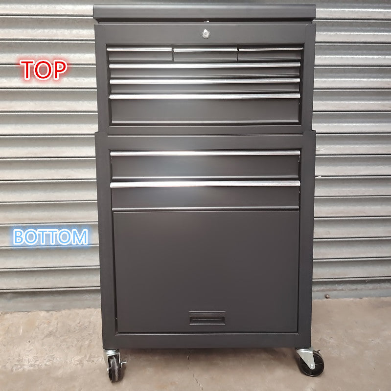 Black Steel Multi-Drawer Storage Lock Box & Wheel Trolley 220