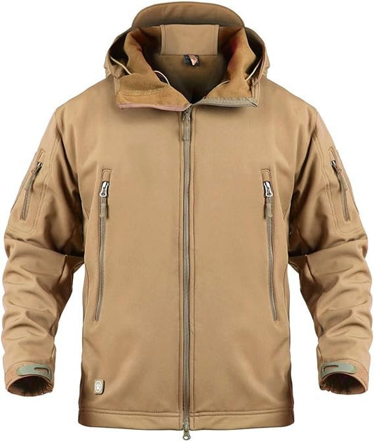 KHAKI Men's Military Tactical Soft Shell Jacket Coat Water Resistant Windbreaker