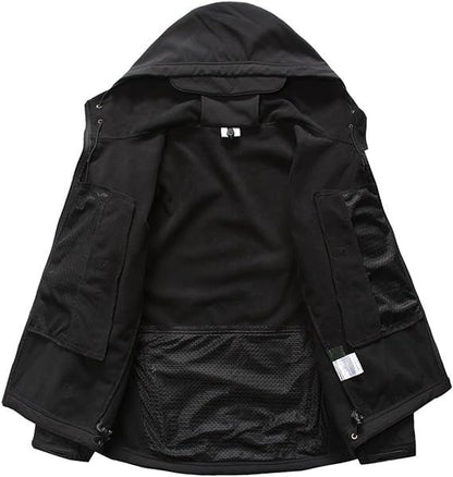 BLACK Men's Military Tactical Soft Shell Jacket Coat Water Resistant Windbreaker