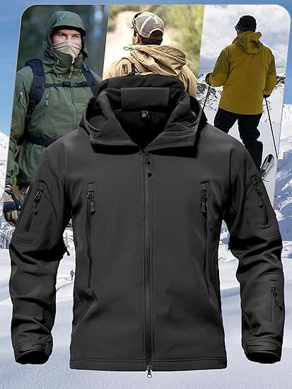 BLACK Men's Military Tactical Soft Shell Jacket Coat Water Resistant Windbreaker