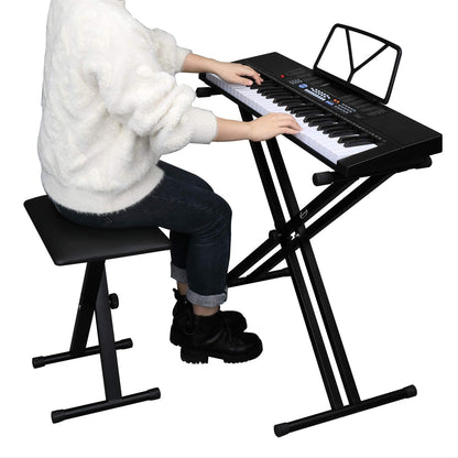 Keyboard X-style Adjustable Padded Bench With Foldable Double-X Shaped Stand