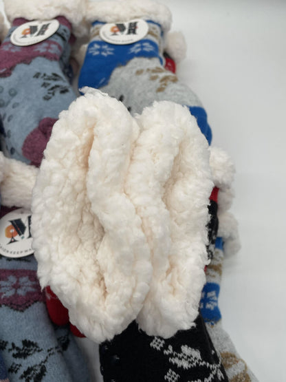 (12 Pairs) KIDS THERMAL FLEECE- LINED FUZZY COSY SOCKS