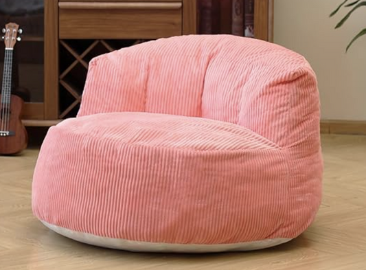 Corduroy Single Sofa with Wide Backrest PINK