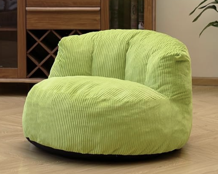Corduroy Single Sofa with Wide Backrest GREEN