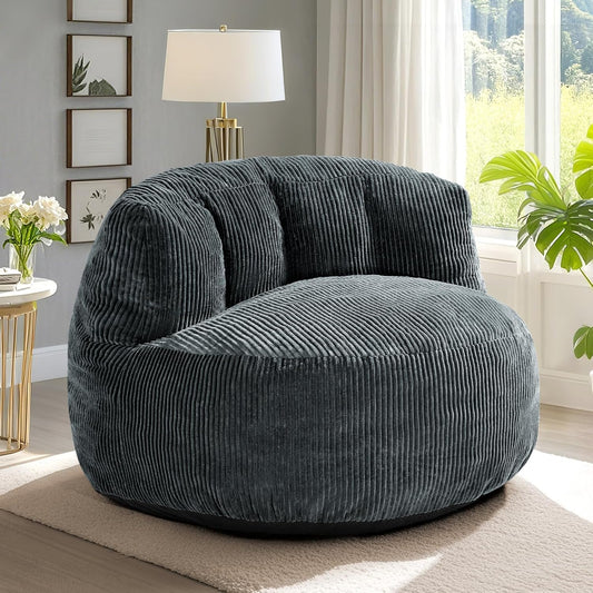 Corduroy Single Sofa with Wide Backrest DARK GREY