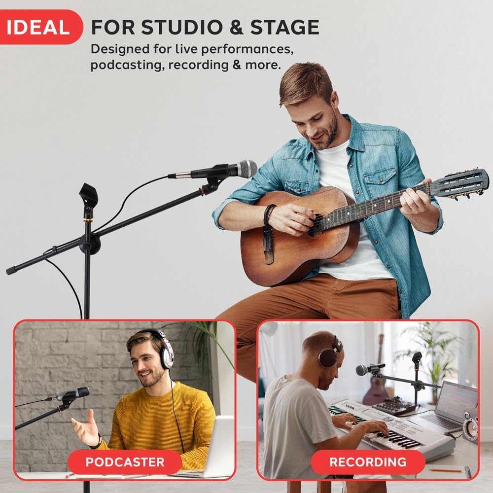 Microphone Stand - Tripod Base Adjustable Height