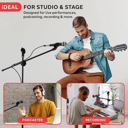 Microphone Stand - Tripod Base Adjustable Height
