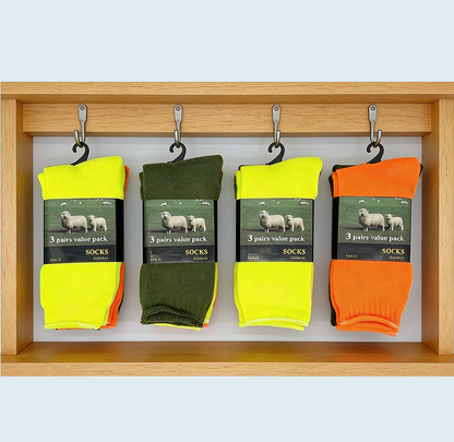 (12 Pairs) High Visible Safety Work Socks Cushioned Socks