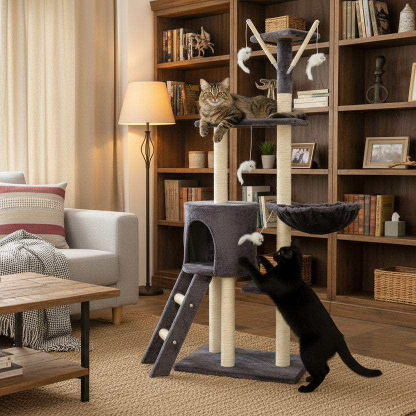 148cm Cat Tree House Scratching Post Condo - Dark GREY