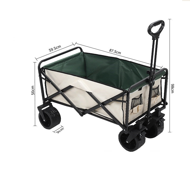 Foldable Outdoor Trolley Picnic Camping Cart 360° Rotating Wheels Table Plate