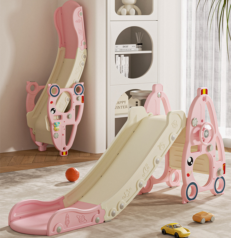 Kids Slide with Basket Ball Pink