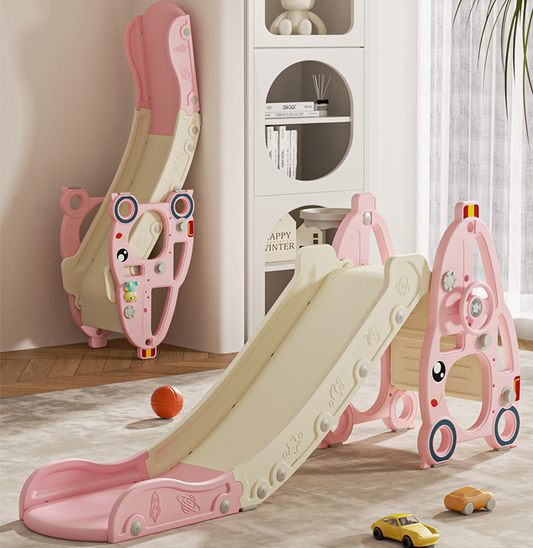 Kids Slide with Basket Ball Pink