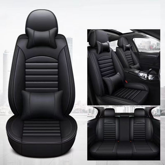 Car Seat Cover Faux Leather Cushion 5 Seater Full Set Front & Rear + Pillows