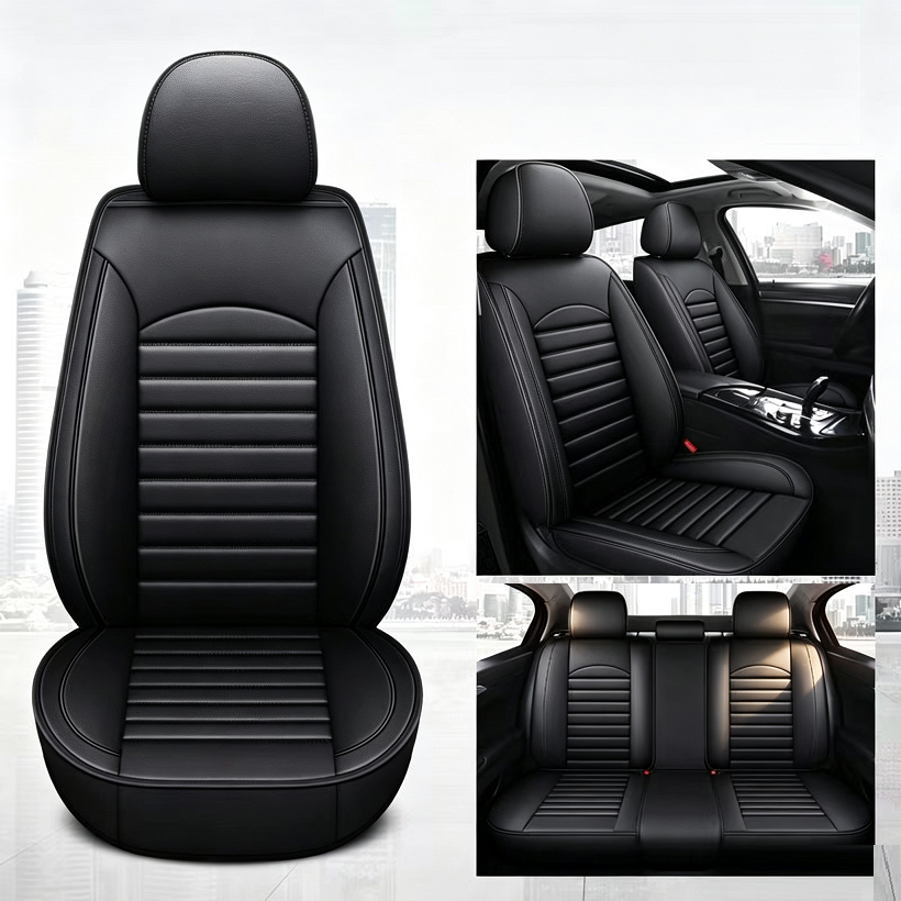 Car Seat Cover Faux Leather Cushion 5 Seater Full Set Front & Rear