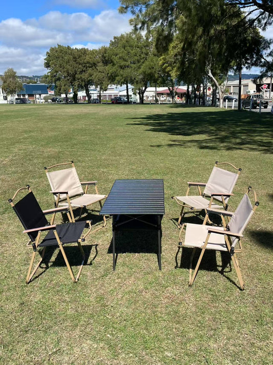 Portable Folding Camping Square Table 120X55X68CM With 4 Outdoor Foldable Chair