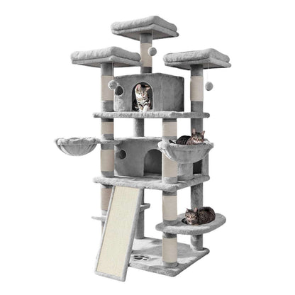 Cat Tree House Scratching Post Condo - 162CM GREY