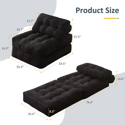35.4x33.5 Inch Floor Pillow, Large Round Floor Cushion with Removable Washable Cover - Ultra Soft Plush Filling for Adults, Kids, Lounge, Bedroom, Reading Nook, Meditation, Corduroy, Black