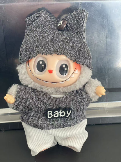 1 pcs 17cm Labubu first and second generation universal fashion mini doll clothing