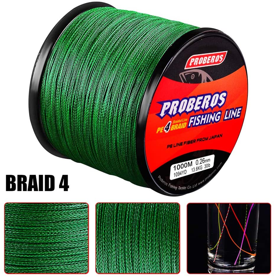 Braided Fishing Line 4 Strands Stronger Multifilament PE Braid Wire4.0#40LB 500m